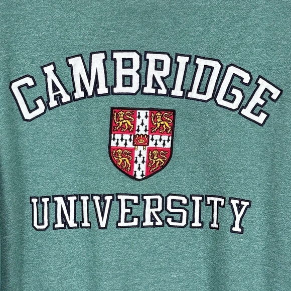 University of Cambridge Crewneck Sweatshirt Green Embroidered Crest Logo Sz L - Picture 5 of 15